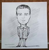 шаржист на свадьбе в Калининграде в ресторане шарж молодого полковника